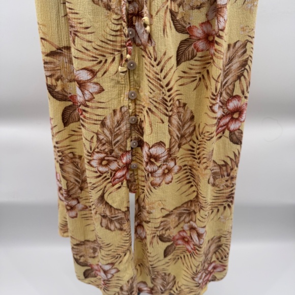 Ripcurl Dress Women Large Yellow Floral Spaghetti Straps Tropical 90s Cottage - Picture 3 of 10